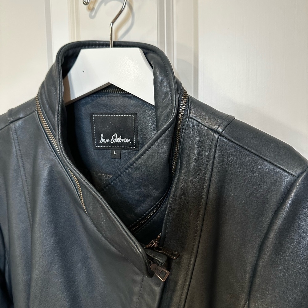 Sam Edelman dark green Leather Jacket - Picture 2 of 16